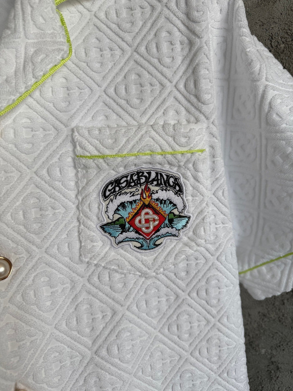 Casablanca Quilted Monogram Short Sleeve Shirt – White