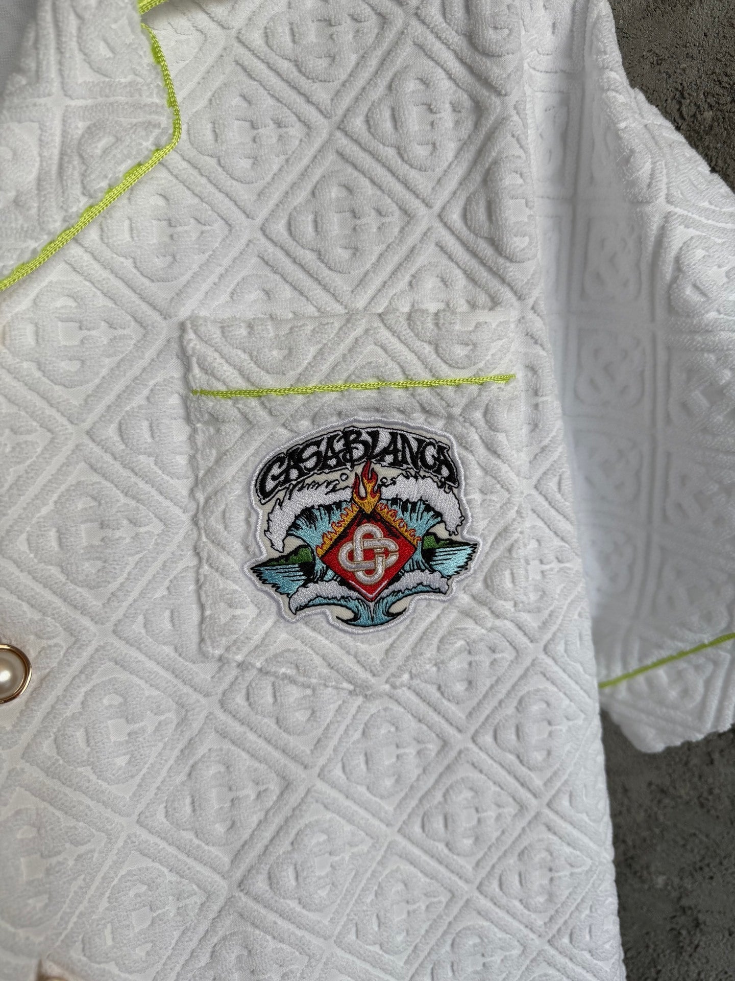 Casablanca Quilted Monogram Short Sleeve Shirt – White
