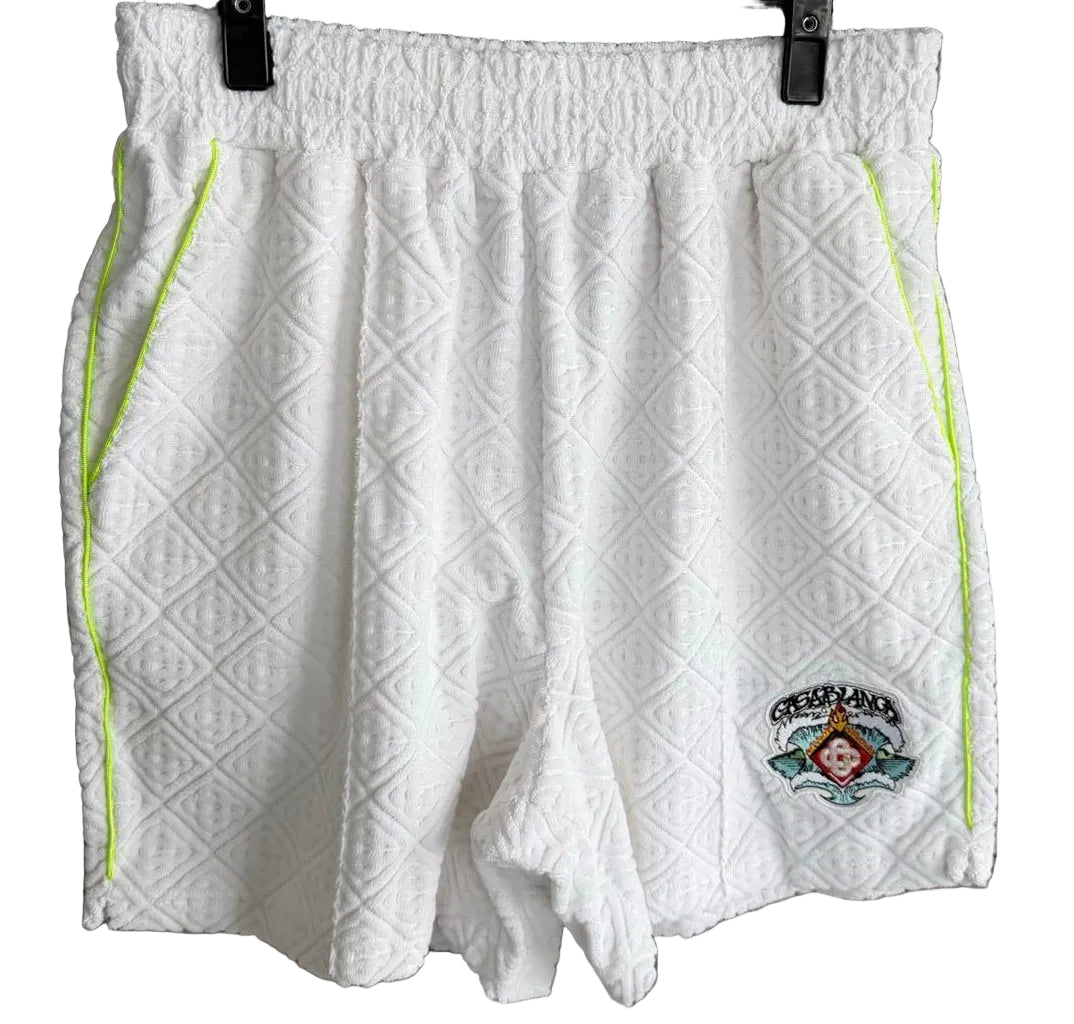 Casablanca Quilted Monogram Short – White