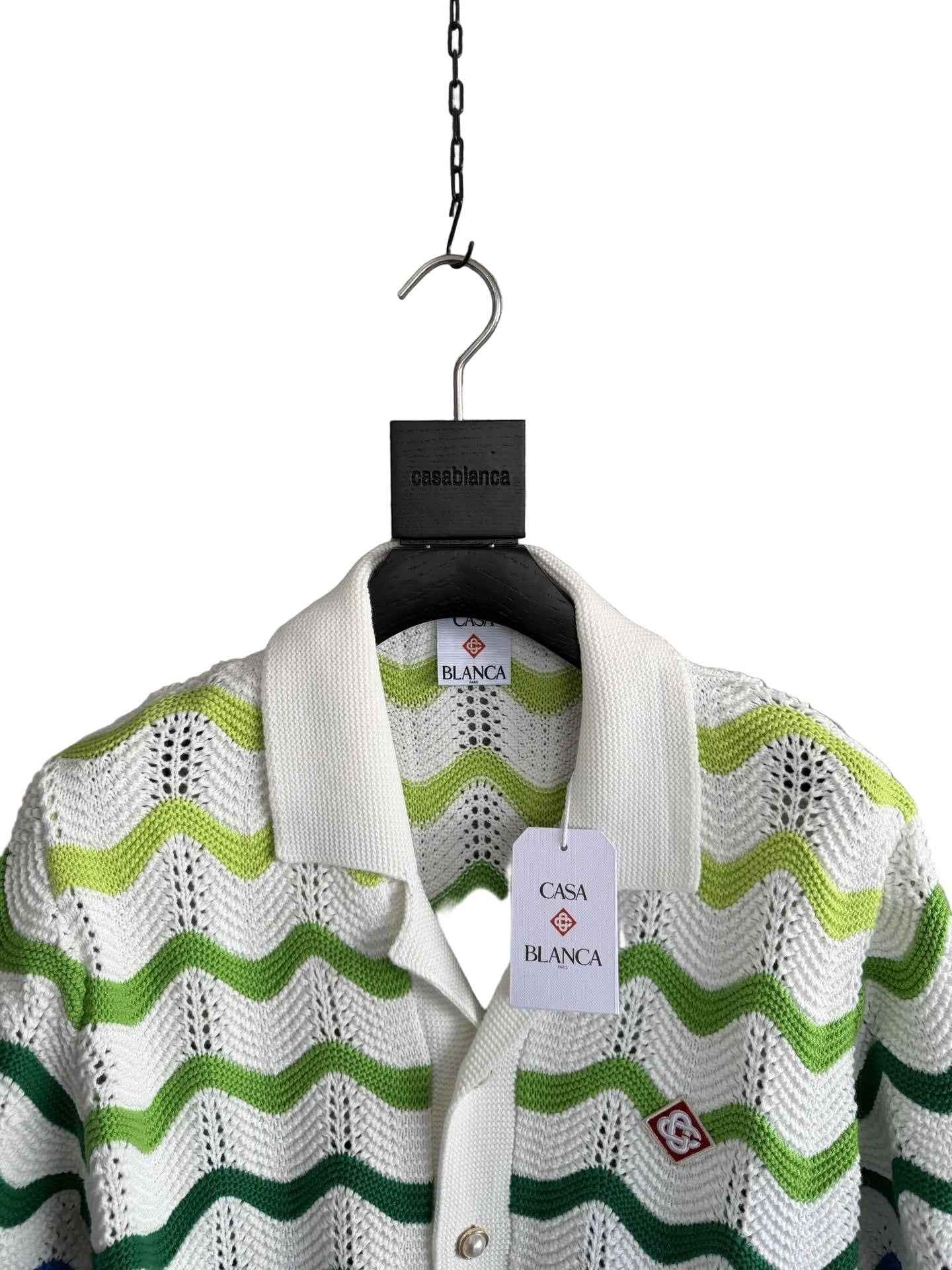 Casablanca Chevron Knit Shirt – White Multi