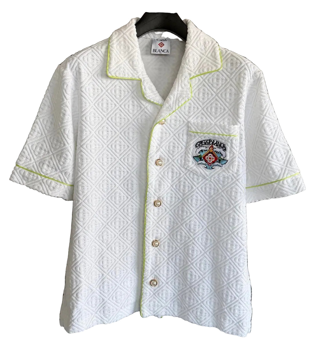 Casablanca Quilted Monogram Short Sleeve Shirt – White