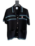 Casablanca Striped Crochet Knit Shirt – Black