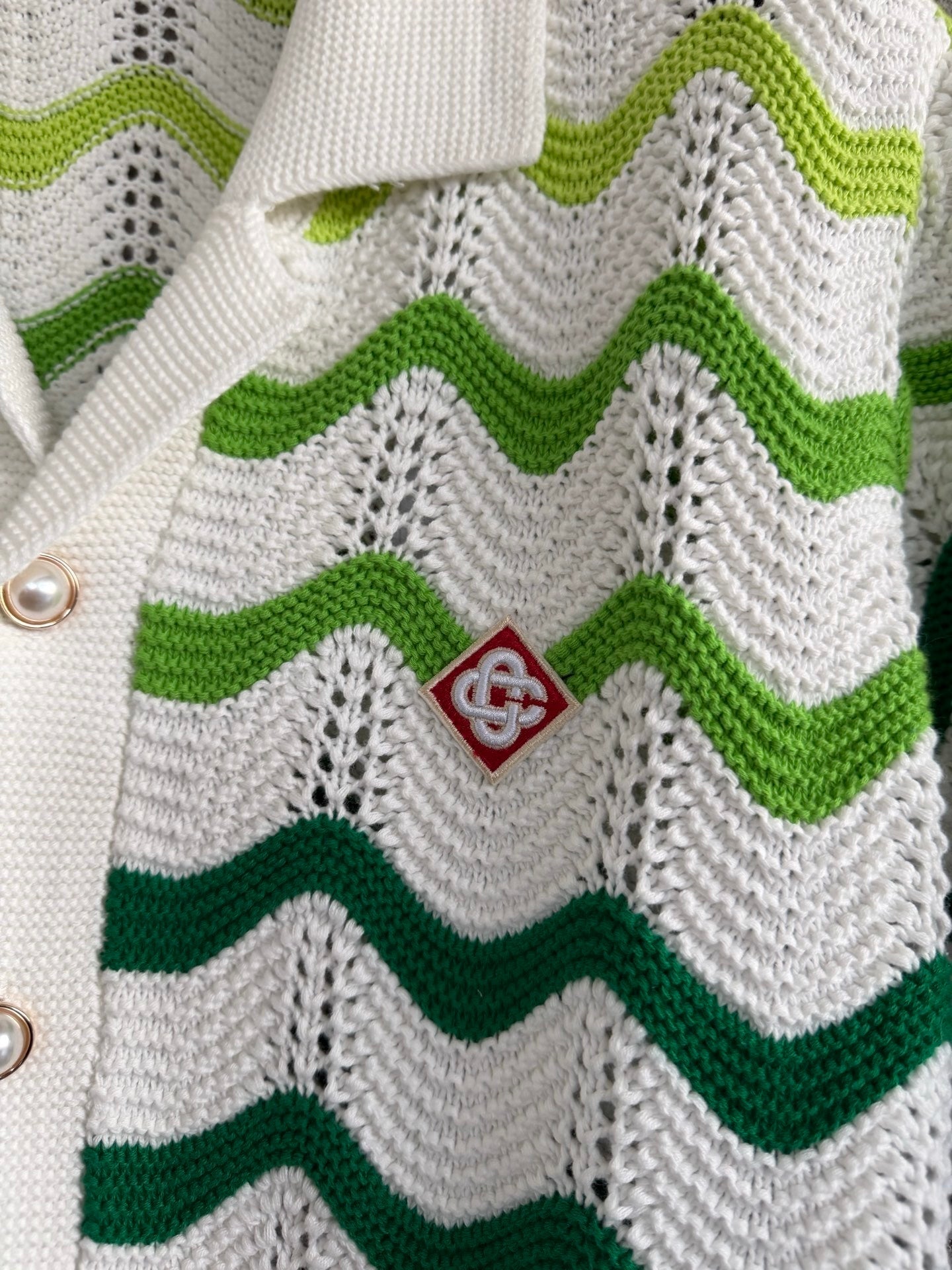 Casablanca Chevron Knit Shirt – White Multi