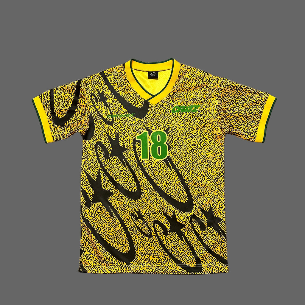 Corteiz CRTZ All-Over Script Jersey (Yellow/Green) – No.18