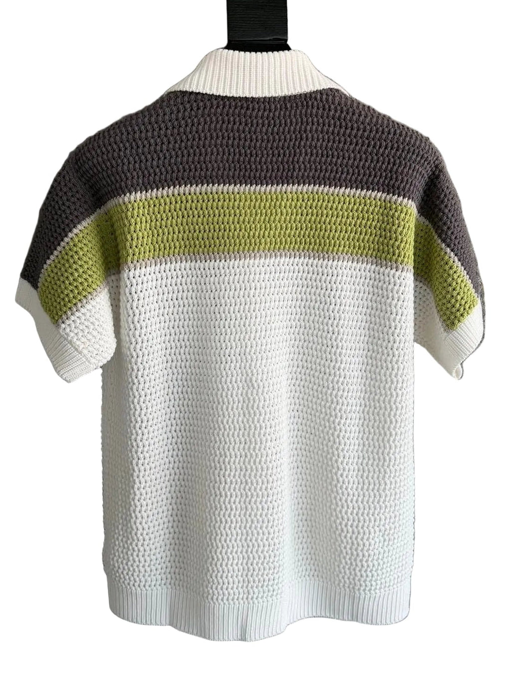 Casablanca Striped Crochet Knit Shirt – Olive