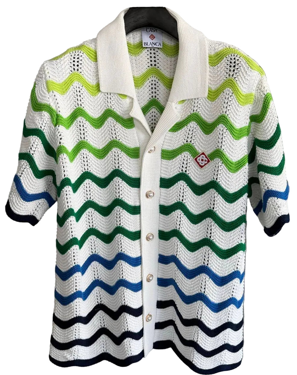 Casablanca Chevron Knit Shirt – White Multi