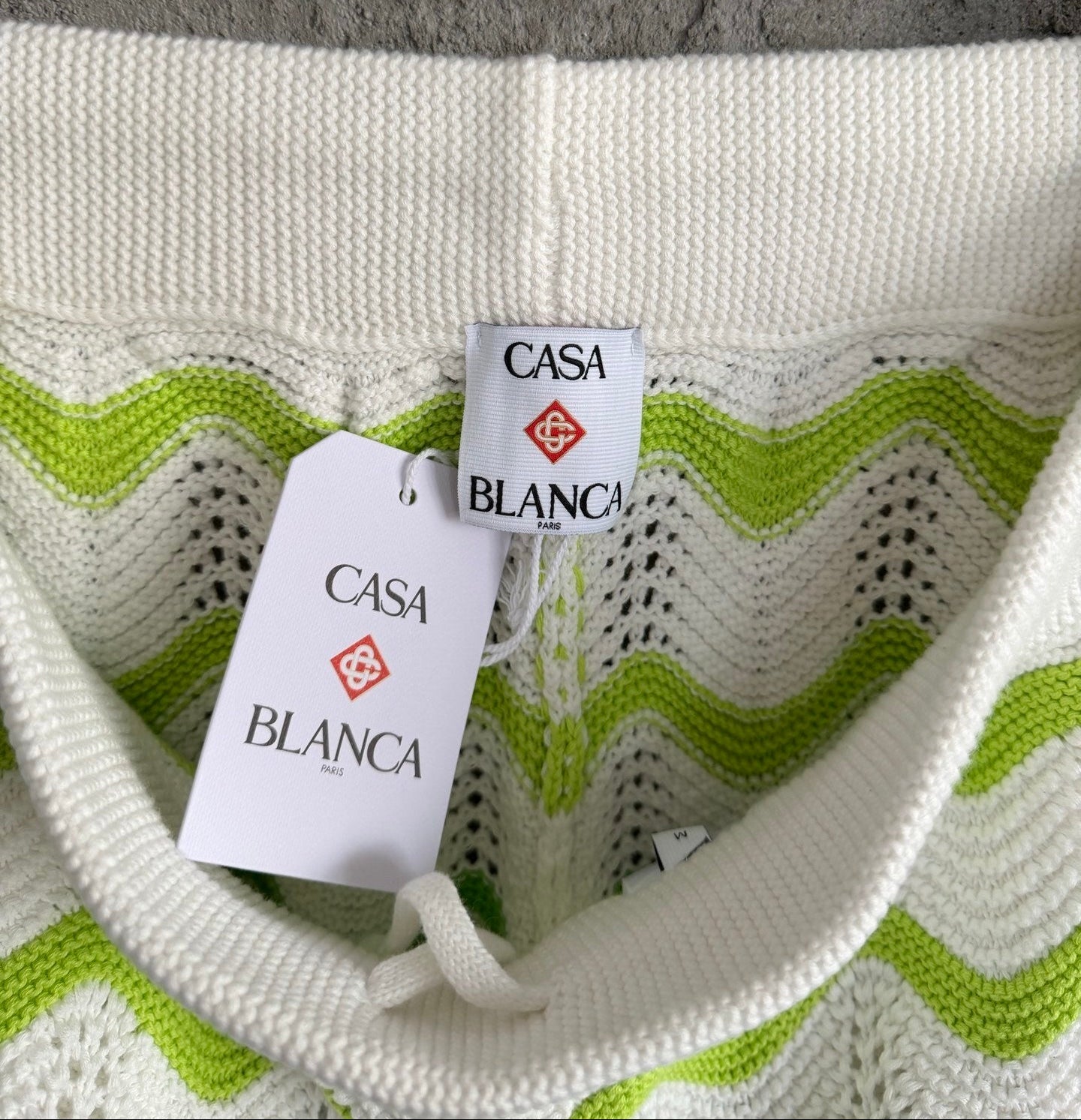 Casablanca Chevron Knit Shorts – White Multi