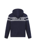 Christian Dior Logo Stripe Knit Hoodie – Navy
