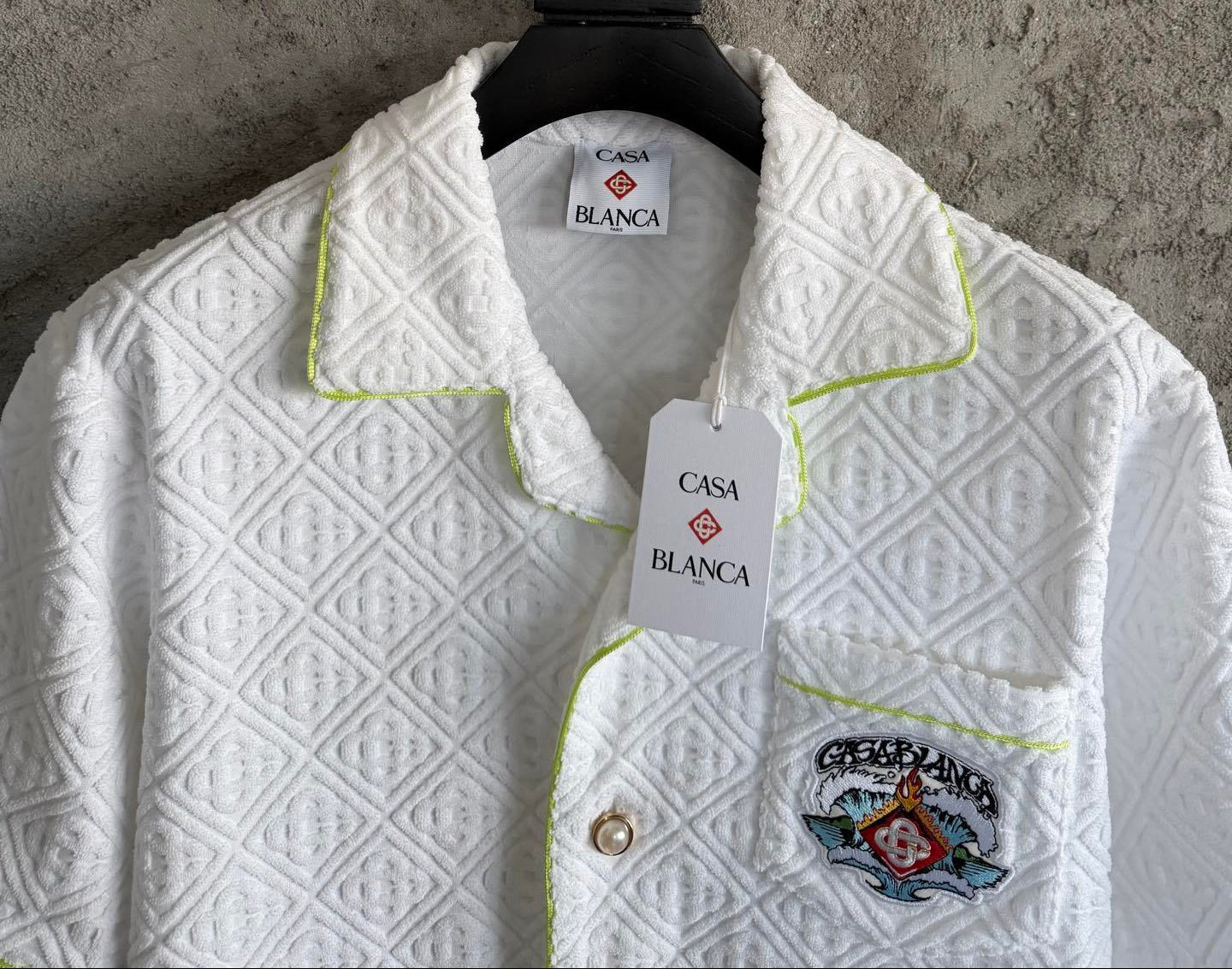 Casablanca Quilted Monogram Short Sleeve Shirt – White