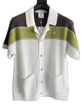 Casablanca Striped Crochet Knit Shirt – Olive